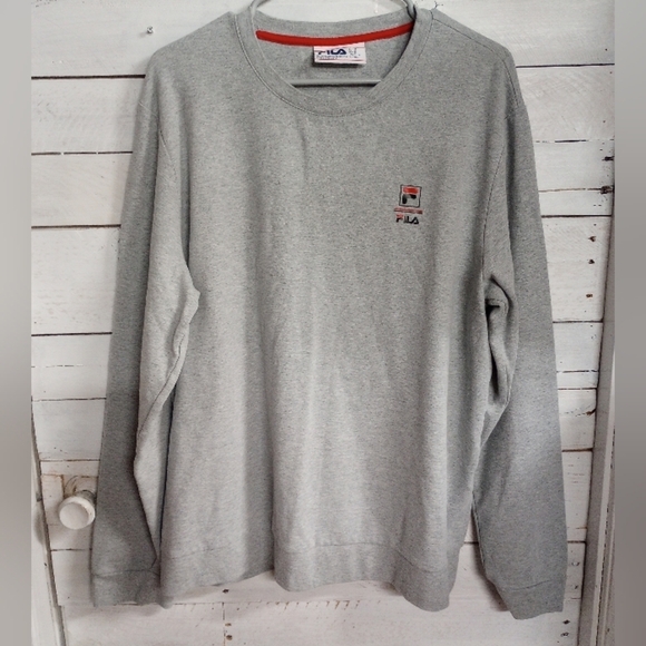 Fila Crewneck Sweatshirt Mens XL Gray Long Sleeve Pullover Logo Casual Top Retro - Picture 1 of 9